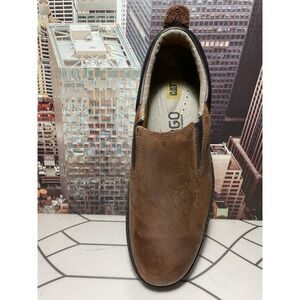 MENS 10.5 / 43.5 M CAT CATERPILLAR BROWN LEATHER STEEL TOE SLIP ON ERGO SHOES